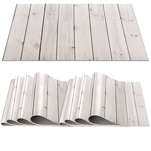 Platzset Tischset abwaschbar PVC Platzdeckchen rutschfest Tischuntersetzer Hitzebeständig Esstisch Deko für drinnen & draußen 30x45cm Holz Grau 8-er Set von ANRO