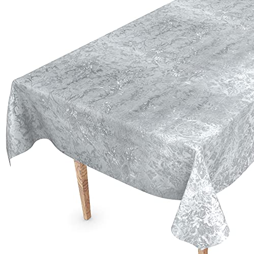 Tischdecke abwaschbar Wachstuch Wachstuchtischdecke 240 x 140cm Schnittkante Silber Effekt Gartentischdecke Wachstuch von ANRO