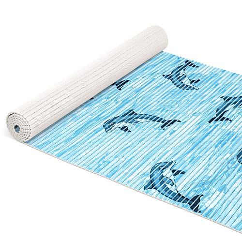 ANRO Weichschaummatte Badematte Bad Dusche WC Vorleger Teppich Antirutsch Badläufer Delfine Blau 180x65cm von ANRO
