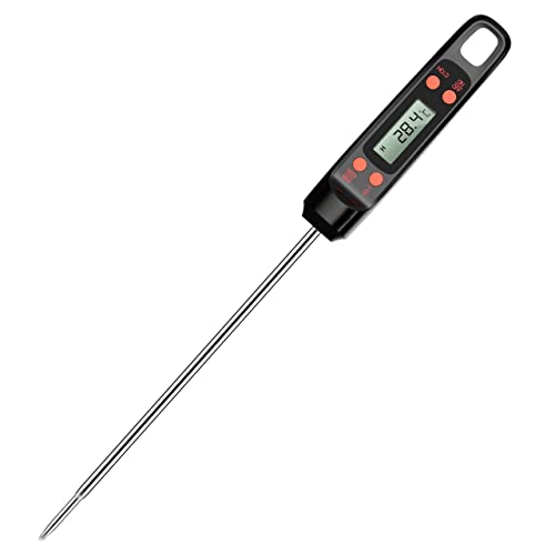 ANSTA Fleischthermometer 140mm, digitales Kochthermometer, super lange Sonde, 5-Sekunden-Sofortanzeige, mit °C/° F Taste, anwendbar für Küche, Grill, Steak, Pute von ANSTA