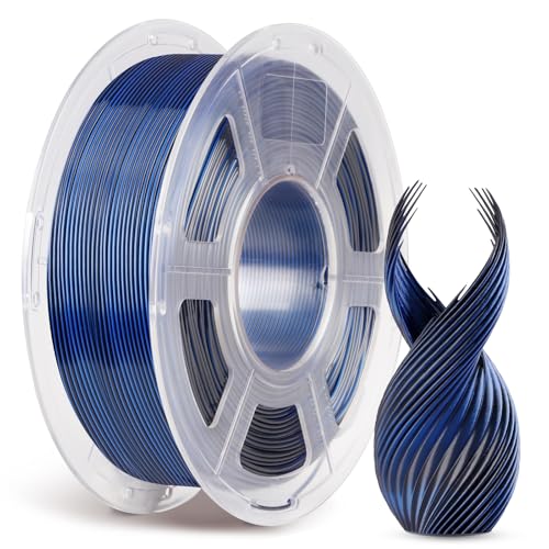 ANYCUBIC Silk PLA Filament, Dual Color PLA Silk Filament 1,75mm, 360° Farbwechsel 3D Drucker Filament, Seidentexturen Prächtige Farbe 1KG Schwarz Blau von ANYCUBIC