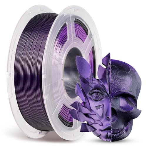 ANYCUBIC Silk PLA Filament, Dual Color PLA Silk Filament 1,75mm, 360° Farbwechsel 3D Drucker Filament, Seidentexturen Prächtige Farbe 1KG Schwarz Lila von ANYCUBIC