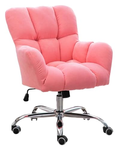 ANram Stuhl Drehbarer Schreibtischstuhl Nordischer Freizeitdrehstuhl, ergonomische Komfort-Computerstühle mit mittlerer Rückenlehne und Armlehne, Tragkraft 200 kg für Bürostuhl (Farbe: Rosa) von ANram