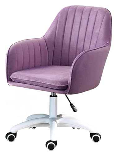 ANram Stuhl Verstellbarer Gaming-Hebestuhl, 360 ° drehbarer Samt-Bürostuhl, ergonomischer Computersitz mit mittlerer Rückenlehne, Armlehne (Farbe: Lila) von ANram