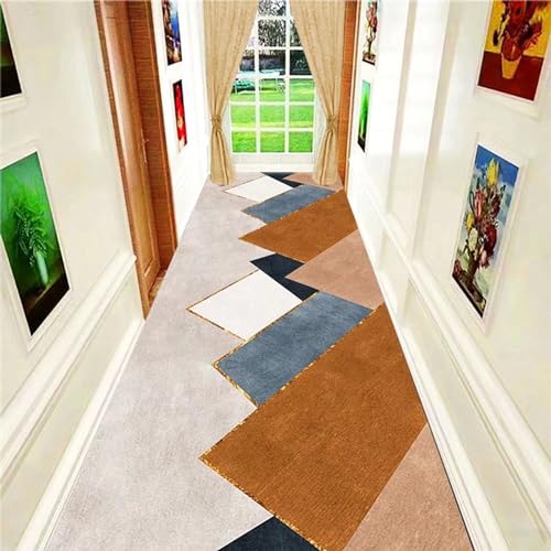 ANram Teppich, schmaler, Langer Flurläufer für Wohnzimmer, Küche, Flur, Treppen, schmaler Läufer mit Rutschfester Rückseite, 0,6 x 2 m von ANram