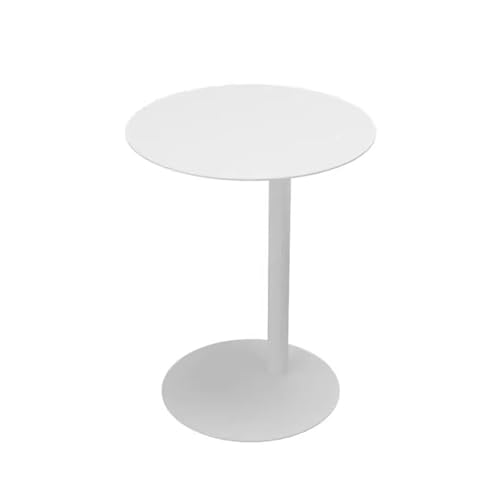 Bistrotisch Weißer Metallstahl Kleiner runder Tisch, mehr Größe, hoher Bistro-Pub-Tisch, Thekenhöhentisch für Küche, Esszimmer, Wohnzimmer (Größe: Dia50xH70cm) von ANram