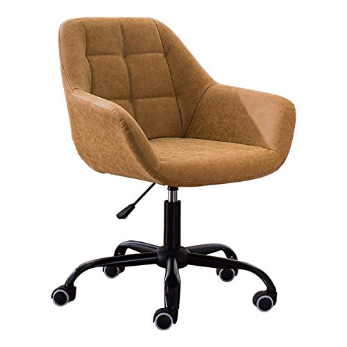 ANram Drehbarer Schreibtischstuhl, ergonomischer Drehstuhl, Kunstleder-Home-Comfort-Stuhl mit Armlehne, Verstellbarer Bürostuhl (Grau, Gelb) für Home-Office-Stuhl von ANram