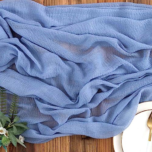 AOKSUNOVA Musselin Tischläufer Stoff 3m x 80cm Chiffon Tischläufer Gaze Tischläufer Blau von AOKSUNOVA