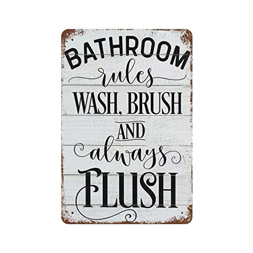 AOOEDM Badezimmer-Regeln Wash Flush Vintage-Metallschild Blechschild für Zuhause, Bar, Pub, Küche, Mannhöhle, Blechschild, Wanddekoration, Poster, Wandschild von AOOEDM