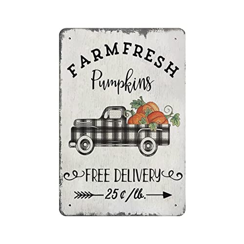 AOOEDM Farm Fresh Pumpkins Vintage Metal Tin Sign for Home Coffee Shop Office Wall Art Metal Poster Garage Decor Man Cave Sign Inspirational Quote Wall Decor von AOOEDM