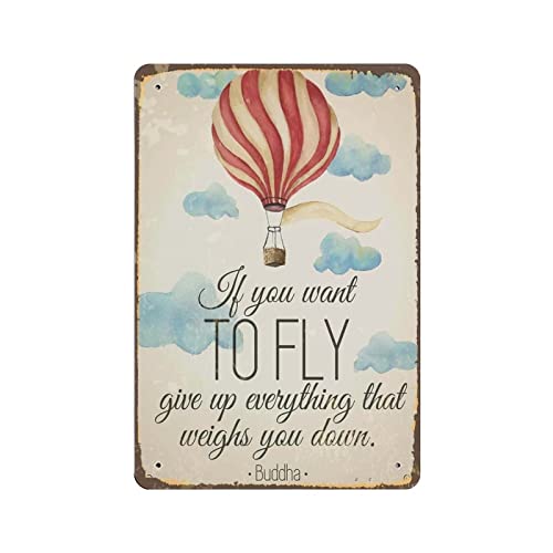 AOOEDM Hot Air Balloon If You Want To Fly Vintage Metal Tin Sign for Home Coffee Shop Office Wall Art Metal Poster Garage Decor Man Cave Sign Inspirational Quote Wall Decor von AOOEDM
