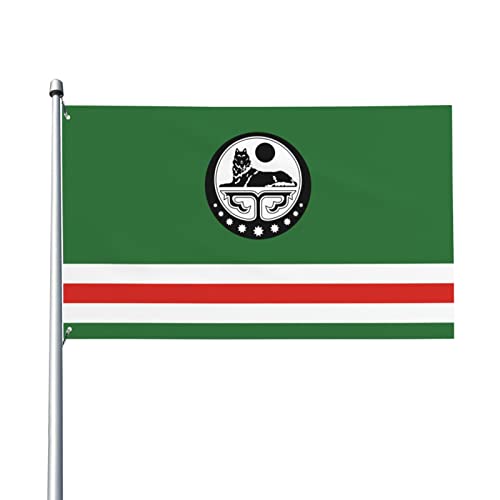 Flagge der tschetschenischen Republik Itschkeria (mit Wappen) Flagge 3 x 5 Fuß Terrasse Garten Rasen Willkommen Dekoration Banner Indoor Home Party Flaggen von AOOEDM