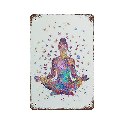 Yoga-Mädchen-Metallblechschilder für Männerhöhle, lustige Kunst, Wandschild, Küche, Bar, Schild, Café, Garage, Wanddekoration, zum Aufhängen von AOOEDM