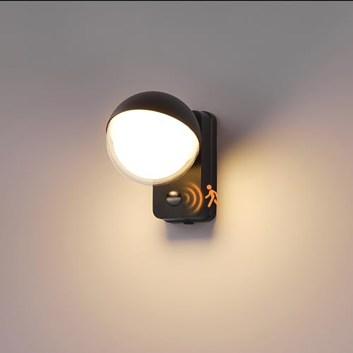 24W Außenwandleuchte mit Bewegungsmelder, 350° Schwenkbar Außenlampe, IP65 LED Wandleuchte Aluminium, Innen Außen Wandlampe, Warmweiß 3000K, Schwarz, Aussenleuchte für Garten Terrasse Eingang 24W Außenwandleuchte mit Bewegungsmelder, 350° Schwenkbar Außenlampe, IP65 LED Wandleuchte Aluminium, Innen Außen Wandlampe, Warmweiß 3000K, Schwarz, Aussenleuchte für Garten Terrasse Eingang von APAKA