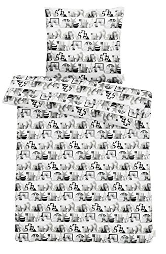 Apelt Bettwäsche, Baumwollsatin, Weiß/schwarz, 135 x 200 x 0.2 cm, 2-Einheiten von APELT