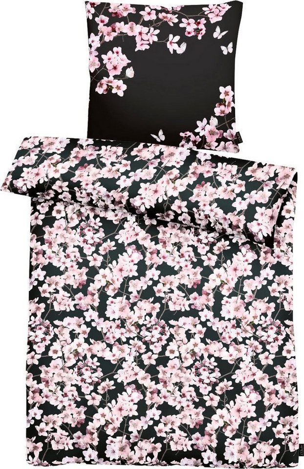 Bettwäsche Blossom, APELT, Mako-Satin, 2 teilig, kunstvoll gemalte Kirschblütenzweige, ein modische Statement von APELT