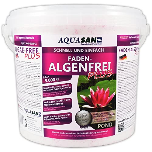 AQUASAN Gartenteich Faden-Algenfrei Plus (Beseitigt schnell und stoppt Fadenalgen im Teich. Der Fadenalgen-Entferner, Fadenalgen-Vernichter, Fadenalgen-Mittel), Inhalt:5 kg AQUASAN Gartenteich Faden-Algenfrei Plus (Beseitigt schnell und stoppt Fadenalgen im Teich. Der Fadenalgen-Entferner, Fadenalgen-Vernichter, Fadenalgen-Mittel), Inhalt:5 kg von AQUASAN Aquaristik & Gartenteich