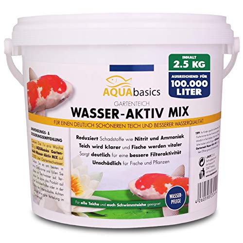 AQUAbasics Gartenteich Wasser-Aktiv Mix für eine bessere Wasserqualität, Gute Wasserwerte und klares Wasser - Reduziert Schadstoffe wie Nitrit und Ammoniak, Größe:2.5 kg von AQUAbasic