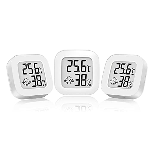 ARCELI 3 Thermometer Innen Hygrometer Digital Mini LCD Thermometer Zimmerhygrometer Thermometer Niedliches Wandthermometer, für Haus Lager Terrarium Schlafzimmer Keller etc. von ARCELI