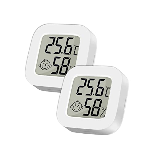 ARCELI Thermometer Hygrometer, Thermometer innen Hygrometer innen Digitales Thermometer, Hygrometer mit smiley-indikator, für Haus, Terrarium, Kinderzimmer, Brutmaschine, Keller, etc. (2 weiß) von ARCELI