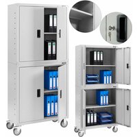 Arebos - Aktenschrank Büroschrank Grau 195 x 40 x 90 cm 2er Set 4 Türen mit Räder Höhenverstellbare Einlegeböden mit Zylinderschloss - Grau von AREBOS