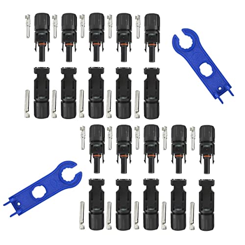 ARLI 10 Paar Solarstecker MC4 Stecker + Buchse 1500V für 2,5/4 / 6 mm² + Schraubenschlüssel Werkzeug Set Solarkabel Solarpanel Kabelstecker Solar Panel Kabel Anschlüsse Photovoltaik Steckverbinder von ARLI