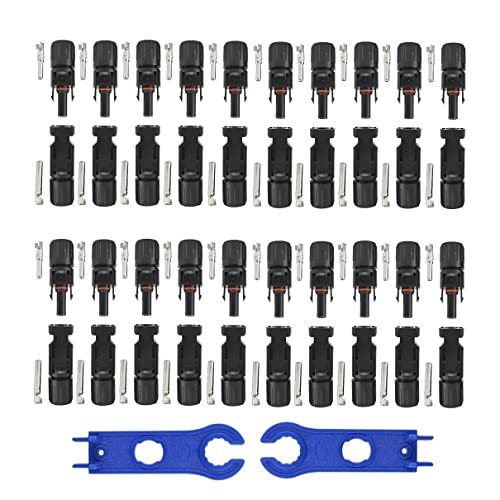 ARLI 20 Paar Solarstecker MC4 Stecker + Buchse 1500V für 2,5/4 / 6 mm² + Schraubenschlüssel Werkzeug Set Solarkabel Solarpanel Kabelstecker Solar Panel Kabel Anschlüsse Photovoltaik Steckverbinder von ARLI