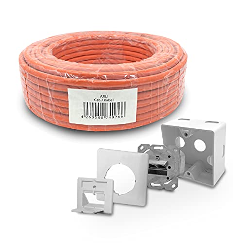 ARLI CAT 7 25m Verlegekabel Netzwerkkabel CAT.7 + 1x Cat6a Netzwerkdose Halogenfrei SFTP S/FTP CAT7 PIMF Kabel Netzwerk 25 m Netzwerk Cat 6a Dose von ARLI