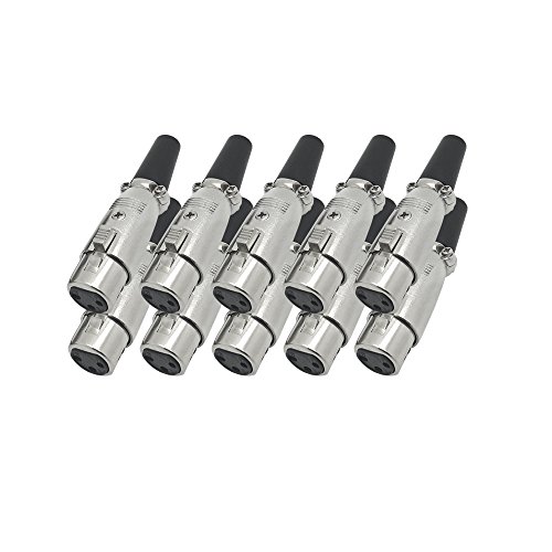 XLR 10x Buchse Kupplung female 3-polig mit Zugentlastung zur Kabelkonfektionierung Montage Sound Mikrofon Anlage Audio Mikrofonkabel Kabel Set 10 Stück ARLI von ARLI