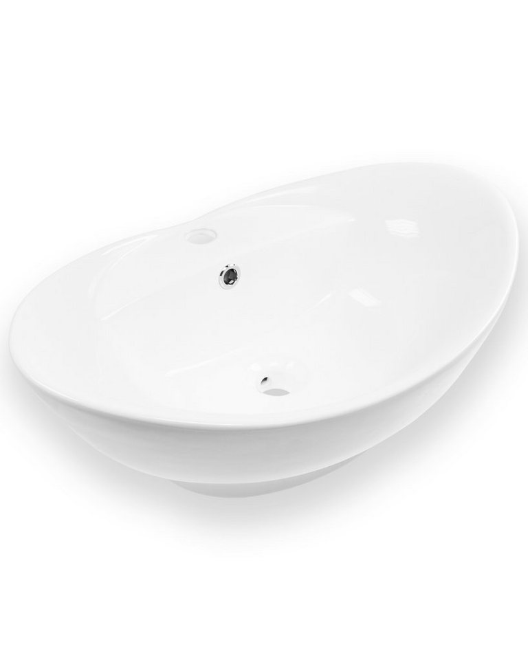 ART OF BAAN Aufsatzwaschbecken Design-Aufsatz Waschbecken in hochglanz weiß, 590 x 390 x 220 mm, Nano Beschichtung von ART OF BAAN