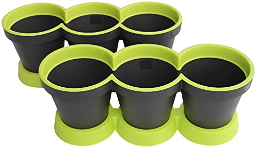 ARTECSIS 2er Set 3 in 1 Kräutertopf Blumentopf Kunststoff für Fensterbank/Küche 40 cm zweifarbig Mintgrün von ARTECSIS