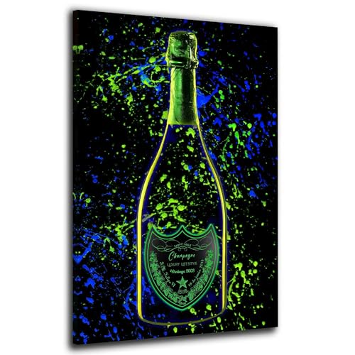 Kunstwelten24 Wandbild Leinwandbild Pop Art Flasche Kunstdruck XXL Wanddeko Größe 80x120x2cm von ARTEDinoi