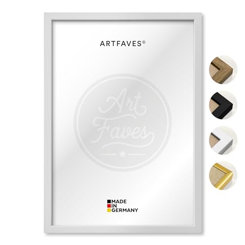 ARTFAVES® Bilderrahmen aus Holz - 30 x 40 cm - WEISS natur - Holz Rahmen, Fotorahmen, Posterrahmen für Collage, mit Schutzfolie von ARTFAVES