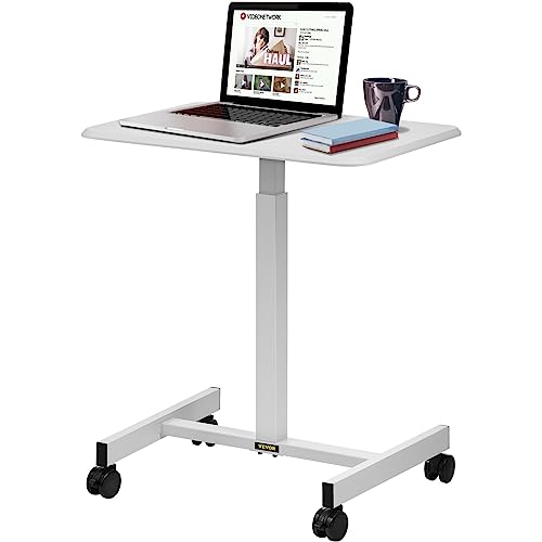 ARTGOS Mobiler Laptop-Schreibtisch, höhenverstellbar, for Stehen oder Sitzen, rollende Werkbank, Lenkrollen, Computertisch for das Heimbüro Flexibler Betrieb(Color:White) von ARTGOS