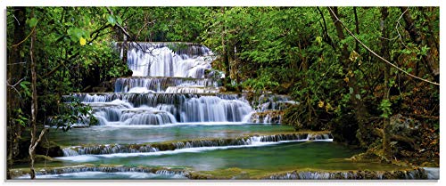 Glasbilder Wandbild Glas Bild einteilig 125x50 cm Querformat Natur Landschaft Wasserfall Wald Thailand Dschungel Fluss Sommer T5NK ARTland von ARTLAND