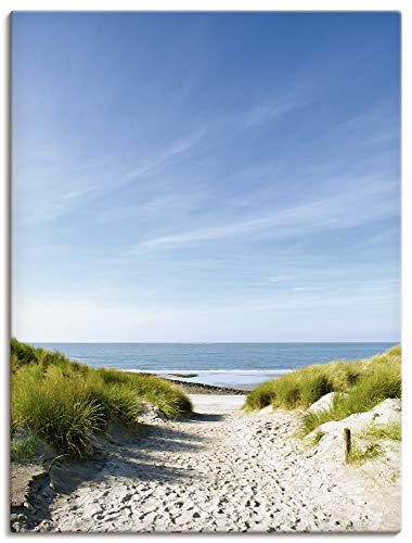 ARTland Leinwandbilder Wandbild Bild auf Leinwand 60x80 cm Strand Meer Küste Nordsee Sand Dünen Natur Landschaft Maritim T9EX von ARTLAND