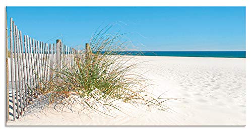 ARTland Spritzschutz Küche aus Alu für Herd Spüle 100x50 cm (BxH) Küchenrückwand mit Motiv Natur Strand Meer Nordsee Sand Dünen Gräser Maritim T5MA von ARTLAND