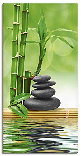 Artland Leinwandbild Wandbild Bild auf Leinwand 50x100 cm Wanddeko Zen Asien Asiatisch Wellness Spa Bambus Natur Steine See Blätter T5OP von ARTLAND