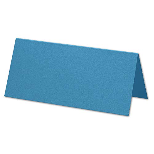 ARTOZ 25x Tischkarten - Petrolblau (Blau) - 45 x 100 mm blanko Platz-Kärtchen - Faltkarten für festliche Tafel - Tischdekoration - 220 g/m² gerippt von ARTOZ