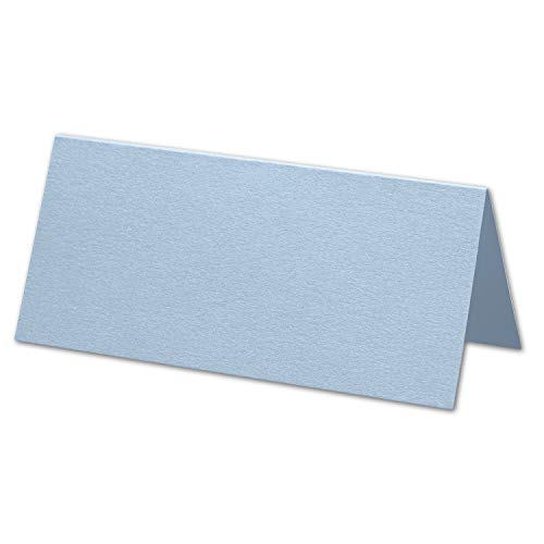 ARTOZ 50x Tischkarten - Pastellblau (Blau) - 45 x 100 mm blanko Platz-Kärtchen - Faltkarten für festliche Tafel - Tischdekoration - 220 g/m² gerippt von ARTOZ