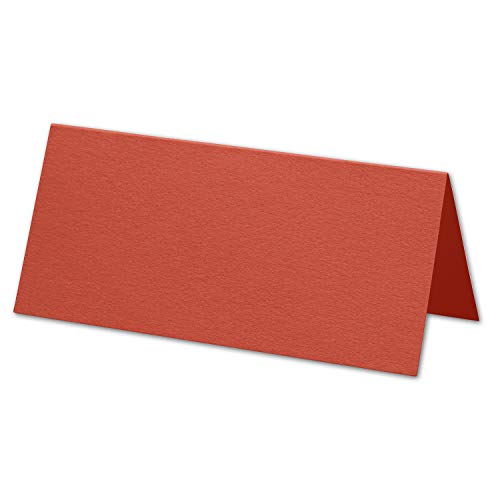 ARTOZ 75x Tischkarten - Feuerrot (Rot) - 45 x 100 mm blanko Platz-Kärtchen - Faltkarten für festliche Tafel - Tischdekoration - 220 g/m² gerippt von ARTOZ