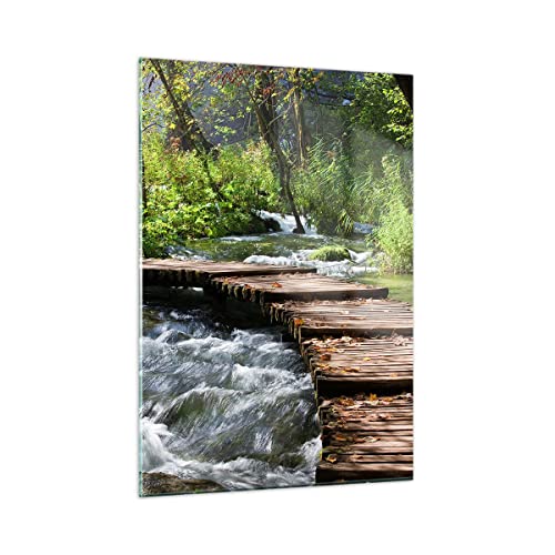 ARTTOR Bilder auf Glas Park natur grün bäume Glasbild 50x70cm Wandbilder Dekoration Wohnzimmer Schlafzimmer Küche Deko Klein Wanddeko Bild im Glas Wand Kunstdruck Art Modern Wall Decor GPA50x70-0356 von ARTTOR