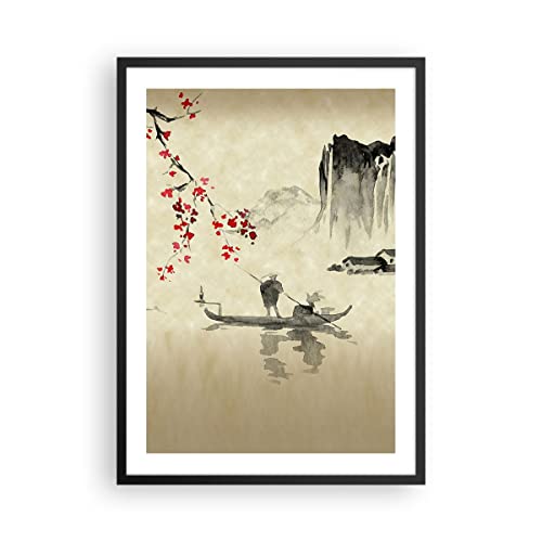 Wandposter Art Prints 50x70cm Poster Schwarzrahmen Blume Kirschen Japan Küche Wanddeko Bild Wand Kunstdruck Deko Wandbilder Dekoration Wohnzimmer Schlafzimmer Modern Wall Art Decor - P2BPA50x70-5020 von ARTTOR