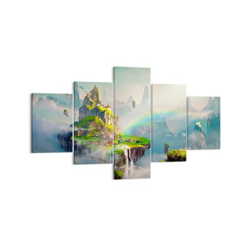 Mehrteilige Bilder auf Leinwand Abstraktion Natur Leinwandbild 125x70cm Wandbilder Dekoration Wohnzimmer Schlafzimmer Set 5 teilige Klein Wanddeko Bild Wand Kunstdruck Art Decor Canvas EA125x70-3469 von ARTTOR