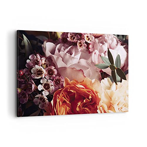 ARTTOR Bilder auf Leinwand 100x70cm Leinwandbild Blumen Getreide Rosen Groß Wanddeko Bild Schlafzimmer Küche Deko Wandbilder Dekoration Wohnzimmer Wall Decor Canvas Wand Kunstdruck Art AA100x70-4692 von ARTTOR