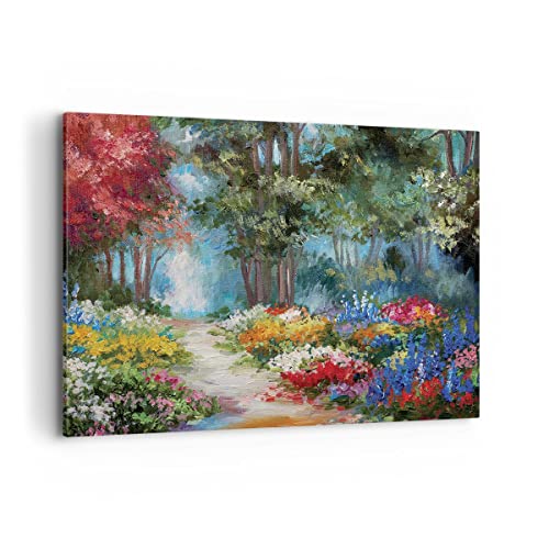 Wandbilder Dekoration Wohnzimmer Impressionismus Natur Wald Bilder auf Leinwand 120x80cm Leinwandbild Schlafzimmer Küche Deko Wand Kunstdruck Art Groß XXL Wanddeko Bild Wall Decor Canvas AA120x80-4271 von ARTTOR