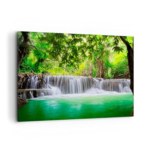 Bilder auf Leinwand 100x70cm Leinwandbild Wasser Park Natur Landschaft Groß Wanddeko Bild Schlafzimmer Küche Deko Wandbilder Dekoration Wohnzimmer Wall Decor Canvas Wand Kunstdruck Art AA100x70-2502 von ARTTOR