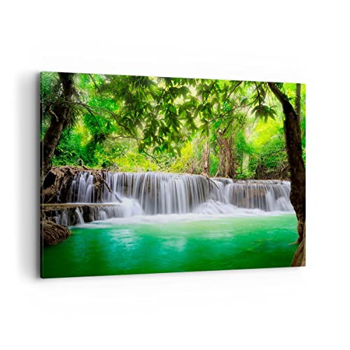 Wandbilder Dekoration Wohnzimmer Wasser Park Natur Landschaft Bilder auf Leinwand 120x80cm Leinwandbild Schlafzimmer Deko Wand Kunstdruck Art Groß XXL Wanddeko Bild Wall Decor Canvas AA120x80-2502 von ARTTOR