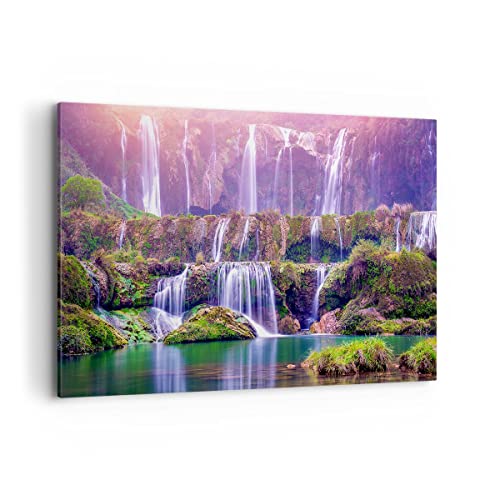 ARTTOR Wandbilder Dekoration Wohnzimmer Wasserfall Natur Bilder auf Leinwand 120x80cm Leinwandbild Schlafzimmer Küche Deko Wand Kunstdruck Art Groß XXL Wanddeko Bild Wall Decor Canvas AA120x80-3893 von ARTTOR