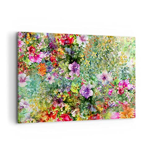 Bilder auf Leinwand 100x70cm Leinwandbild mit Rahmen blume sommer natur Groß Wanddeko Bild Schlafzimmer Küche Deko Wandbilder Dekoration Wohnzimmer Wall Decor Canvas Wand Kunstdruck Art AA100x70-3842 von ARTTOR